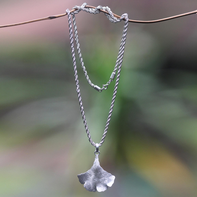 Halskette aus Sterlingsilber, „Austernpilz“ – einzigartige balinesische Schmuckhalskette aus Sterlingsilber