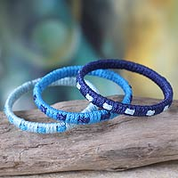 Bangle bracelets, 'Blue Fantasy' (set of 3) - Bangle bracelets (Set of 3)