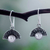 Pendientes colgantes de perlas cultivadas, 'Combinación audaz' - Perla gris en aretes modernos de plata de ley