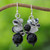 Quartz and onyx dangle earrings, 'Lovely Blend in Black' - Quartz and Onyx Dangle Earrings from Thailand (image 2) thumbail