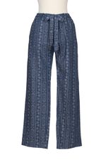 Cotton pants, 'Tribal Weave' - Tie-Belt Woven Cotton Pants