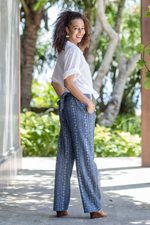 Cotton pants, 'Tribal Weave' - Tie-Belt Woven Cotton Pants