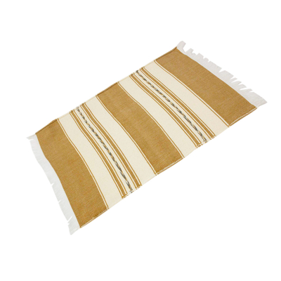 Zapotec cotton placements, 'Oaxaca Earth' (set of 4) - Four Hand Woven Brown and Beige Cotton Zapotec Placemats