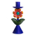 Kerzenhalter aus recyceltem Metall, „Highland Flower“ - Floraler Kerzenhalter aus recyceltem Metall in Blau aus Peru