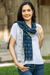 Cotton scarf, 'Night Field' - Blue and White Cotton Scarf from Thailand