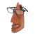Wood eyeglass holder, 'Make a Spectacle' - Hand Crafted Jempinis Wood Eyeglass Holder thumbail