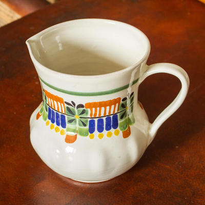 Jarra de cerámica de mayólica. - Jarra floral de cerámica de mayólica hecha a mano mexicana