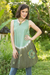Cotton batik dress, 'Green Thai Holiday' - Cotton batik dress