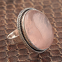 Rose quartz cocktail ring, 'Sweet Glory' - Rose quartz Single Stone Cocktail Ring