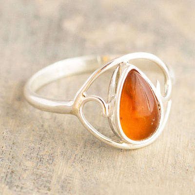 Fire opal cocktail ring, 'Universal Truth' - Unique Fire Opal Cocktail Ring from Peru