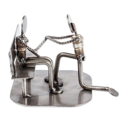 Auto parts sculpture, 'Will You Marry Me?' - Recycled Metal Rustic Wedding Engagement Sculpture