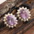 Amethyst and cultured pearl button earrings, 'Lilac Facets' - Purple Amethyst Freshwater Cultured Pearl Button Earrings
