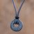 Jade pendant necklace, 'Circle of Love in Black' - Adjustable Black Jade Necklace (image 2) thumbail