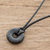 Jade pendant necklace, 'Circle of Love in Black' - Adjustable Black Jade Necklace (image 2b) thumbail