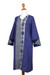 Cotton ikat duster, 'Misty Rain' - Long Blue Cotton Ikat Duster