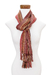 Cotton blend scarf, 'Stripes in Chocolate' - Hand-woven Cotton Blend Scarf with Brown and Red Stripes