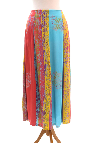Falda larga batik de rayón - Falda larga batik de rayón hecha a mano