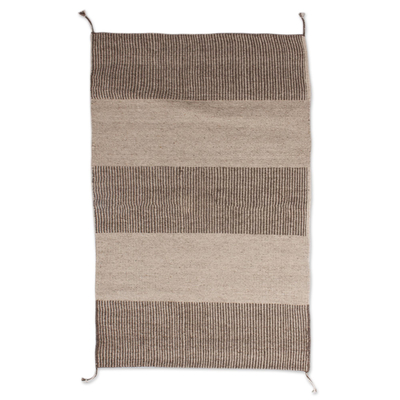 Zapotec wool area rug, 'Earthen Lands' (2x3.5) - Striped Zapotec Wool Area Rug from Mexico (2x3.5)