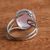 Rose quartz solitaire ring, 'Dawn Cloud' - Brazilian Rose Quartz and Silver Solitaire Ring