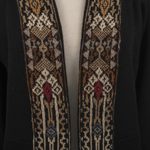 100% alpaca coat, 'Aymara Baroque' - Long Open Front Alpaca Jacket