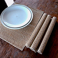Cotton placemats, 'Nature's Truth' (set of 4)