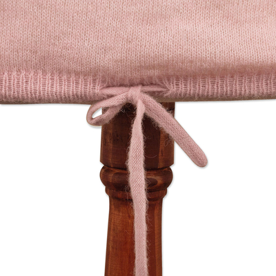 Jersey tipo jersey en mezcla de alpaca - Suéter con estampado de jersey de alpaca rubor rosa con cordón
