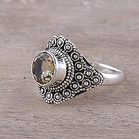 Citrine cocktail ring, 'Lemon Tree' - Contemporary Indian Sterling Silver Citrine Cocktail Ring