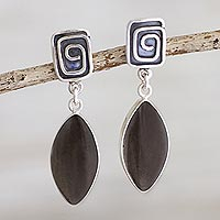 Obsidian dangle earrings, 'Amazing' - Transparent Obsidian Dangle Earrings