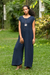 Baumwolloverall, „Roman Holiday in Navy“ – Double Cotton Gauze Jumpsuit aus Thailand