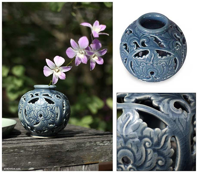 Celadon ceramic vase, Blue Wonder