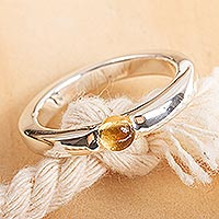 Citrine solitaire ring, 'Vantage Point' - Contemporary Citrine Solitaire Ring