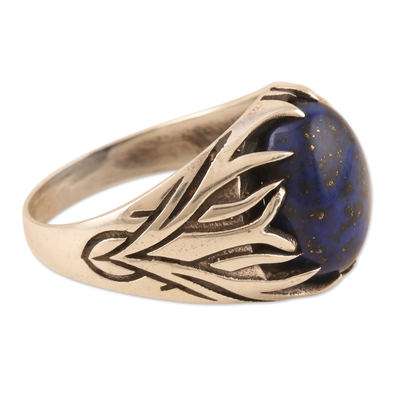 Men's lapis lazuli single stone ring, 'Royal Glory' - Sterling Silver Cocktail Ring with Lapis Lazuli