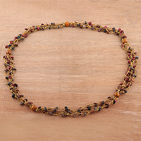 Wood torsade necklace, 'Sundry Colors' - Colorful Wood Beaded Torsade Necklace from India