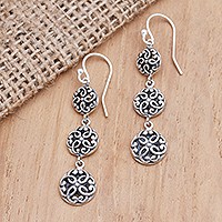 Sterling silver dangle earrings, 'Perfection in Nature' - Handcrafted Sterling Silver Dangle Earrings from Bali