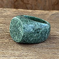 Jade ring, 'Signet' - Hand Carved Natural Jade Ring