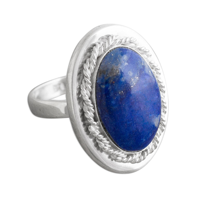 Lapis lazuli cocktail ring, 'Cachet' - Artisan Crafted Lapis Lazuli Ring