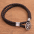 Sterling silver and leather bracelet, 'True North' - Leather Braided Cord Bracelet with a Sterling Silver Compass (image 2b) thumbail