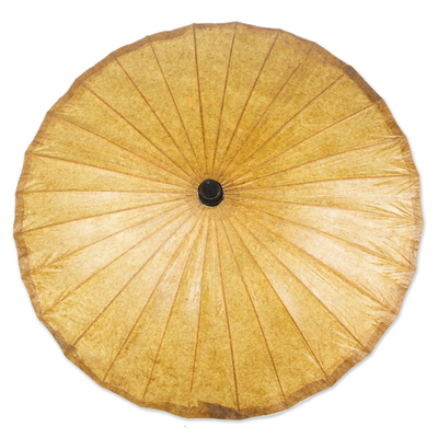Paper parasol, 'Saddle Brown' - Tan Paper Parasol with Bamboo Frame