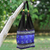 Cotton and silk blend shoulder tote bag, 'Summer Indigo' - Cotton Silk Blend Shoulder Bag Indigo Black Thailand