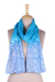 Cotton scarf, 'Creative Cyan' - Cotton Scarf with Floral Batik Pattern in Cyan Tones
