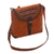 Wool-accented leather shoulder bag, 'Solari' - Hand Crafted Orange Leather Shoulder Bag with Wool Accent