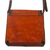 Wool-accented leather shoulder bag, 'Solari' - Hand Crafted Orange Leather Shoulder Bag with Wool Accent