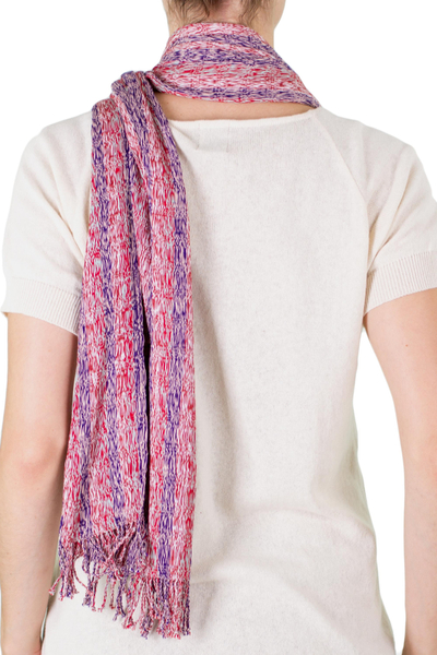 Cotton scarf, 'Rain of Color' - Hand Crafted 100% Cotton Scarf Made in Guatemala