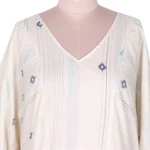 Cotton dress, 'Dancing Stars' - Ecru Printed Cotton Dress with Pockets and V-Neckline