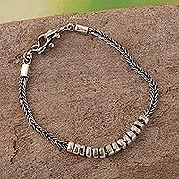 Sterling silver braided bracelet, 'Harmony and Calm' - Sterling Silver Braided Bracelet Handcrafted in Peru