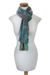 Rayon chenille scarf, 'Enchanted Forest' - Handwoven Teal Rayon Chenille Scarf from Guatemala