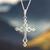 Opal pendant necklace, 'Faith and Devotion' - Sterling Silver and Opal Cross Necklace
