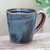 Ceramic mug, 'Shoreline' - Hand Made Blue and Red Ceramic Mug