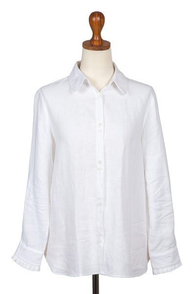 Langarmhemd aus Leinen - Weißes irisches Leinenhemd