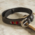 Wool-accented leather belt, 'Cusco Heritage' - Leather Belt with Andean Wool Accents thumbail